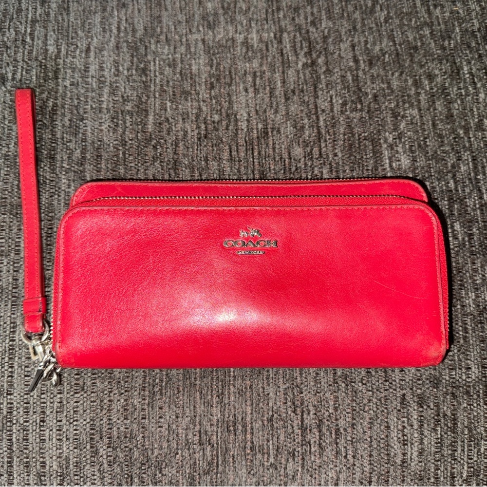 Coach Vibrant Red Leather Wristlet